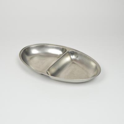 14" Stainless Steel 2 Division Veg Dish